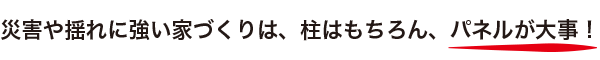 災害や揺れに強い家づくりは、柱はもちろん、パネルが大事！